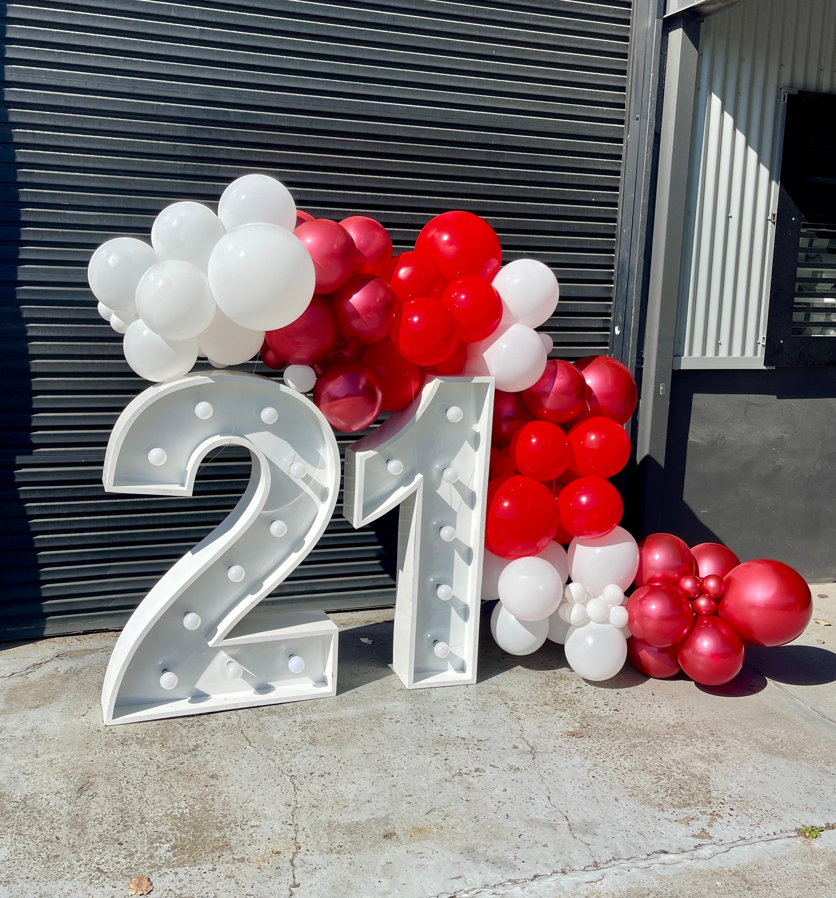 red and white balloons