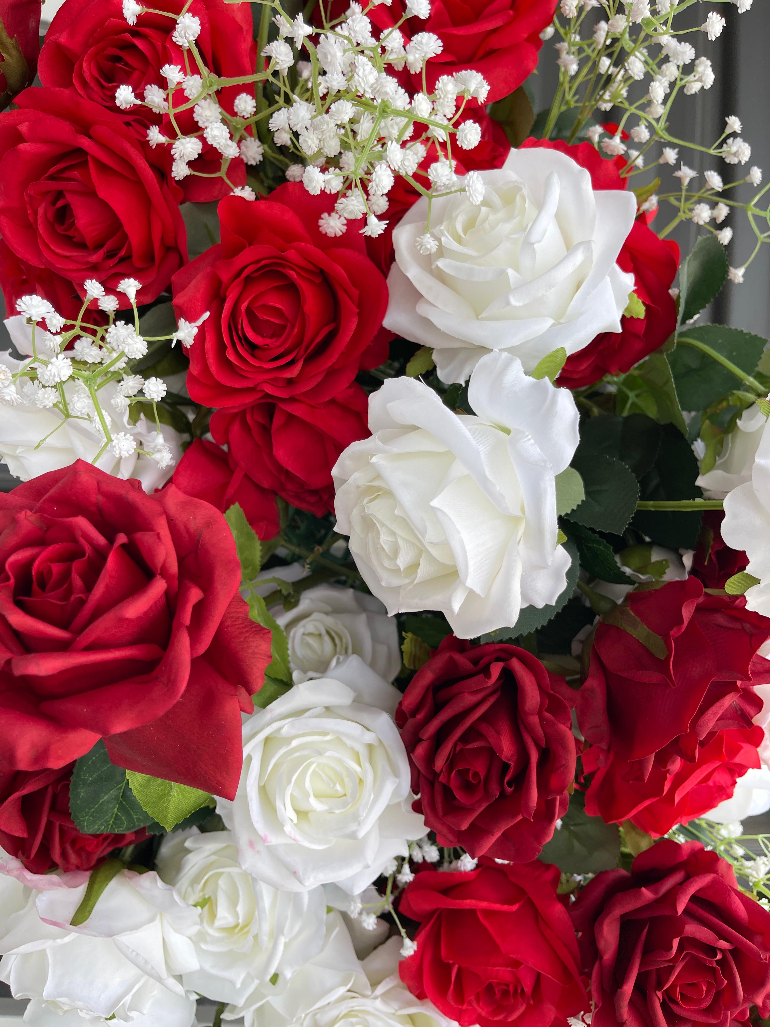 Red and white rose florals