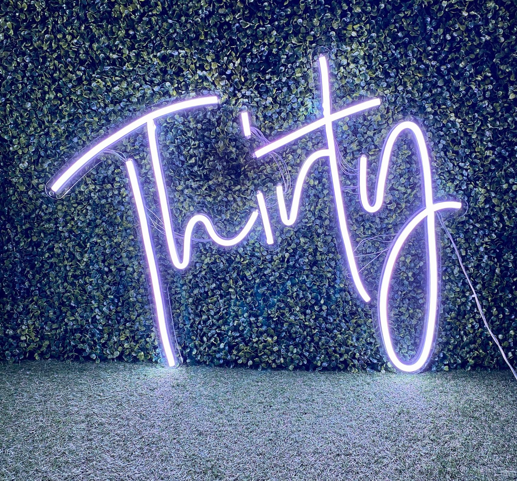 Thirty neon sign