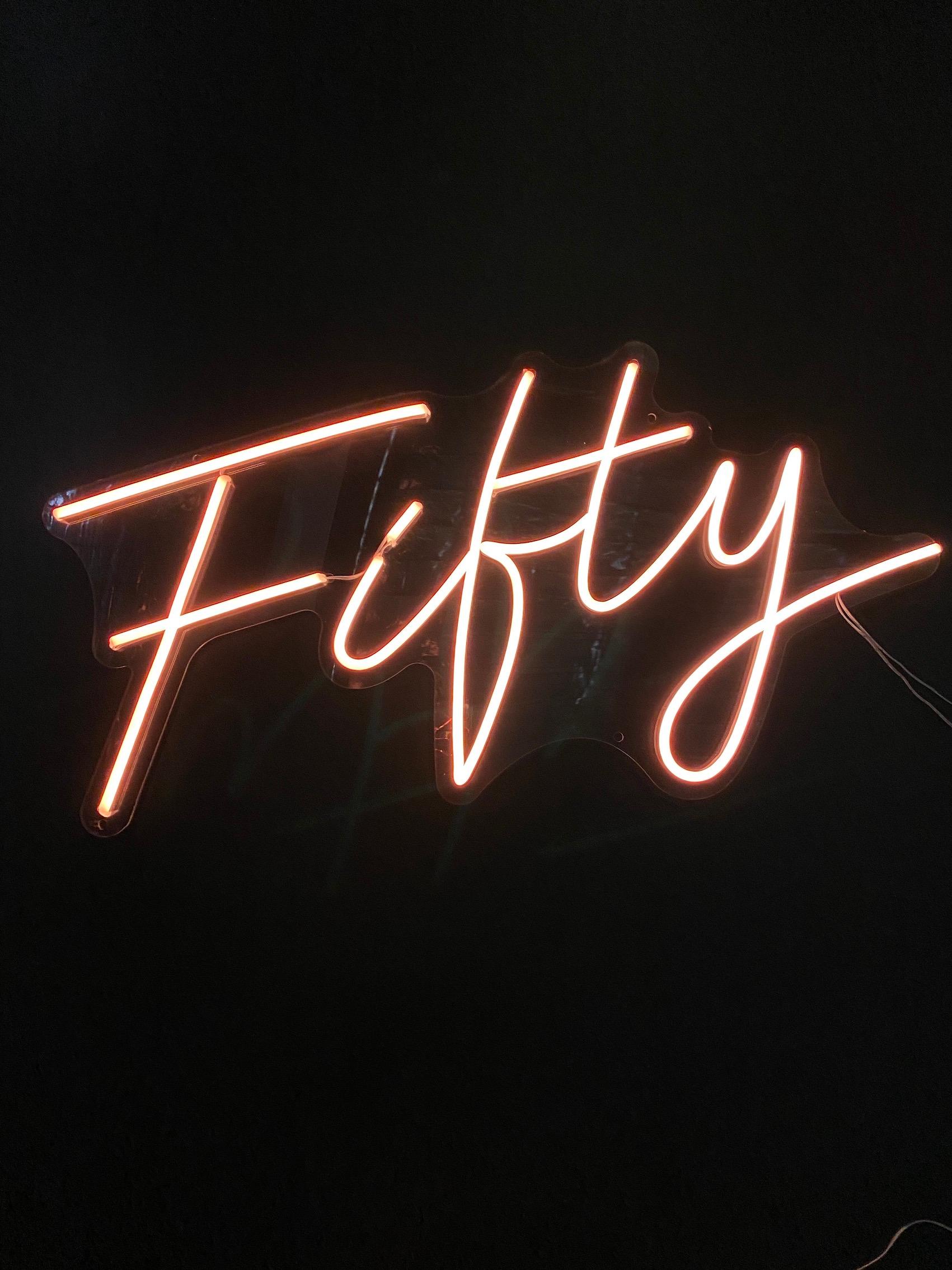Fifty neon sign